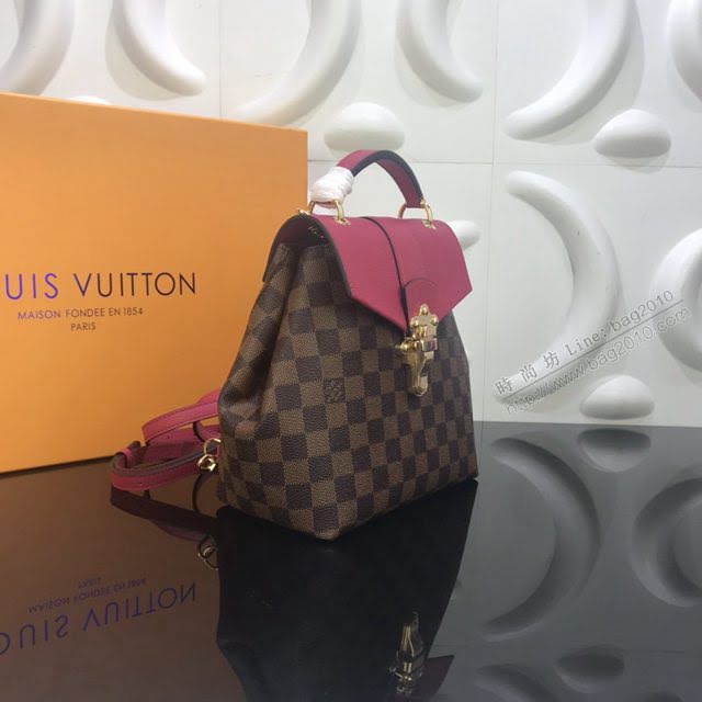LV包包 2020專櫃新款 Clapton雙肩包 Damier格紋帆布搭配粒紋皮革 lv棋盤格女背包  ydh3554